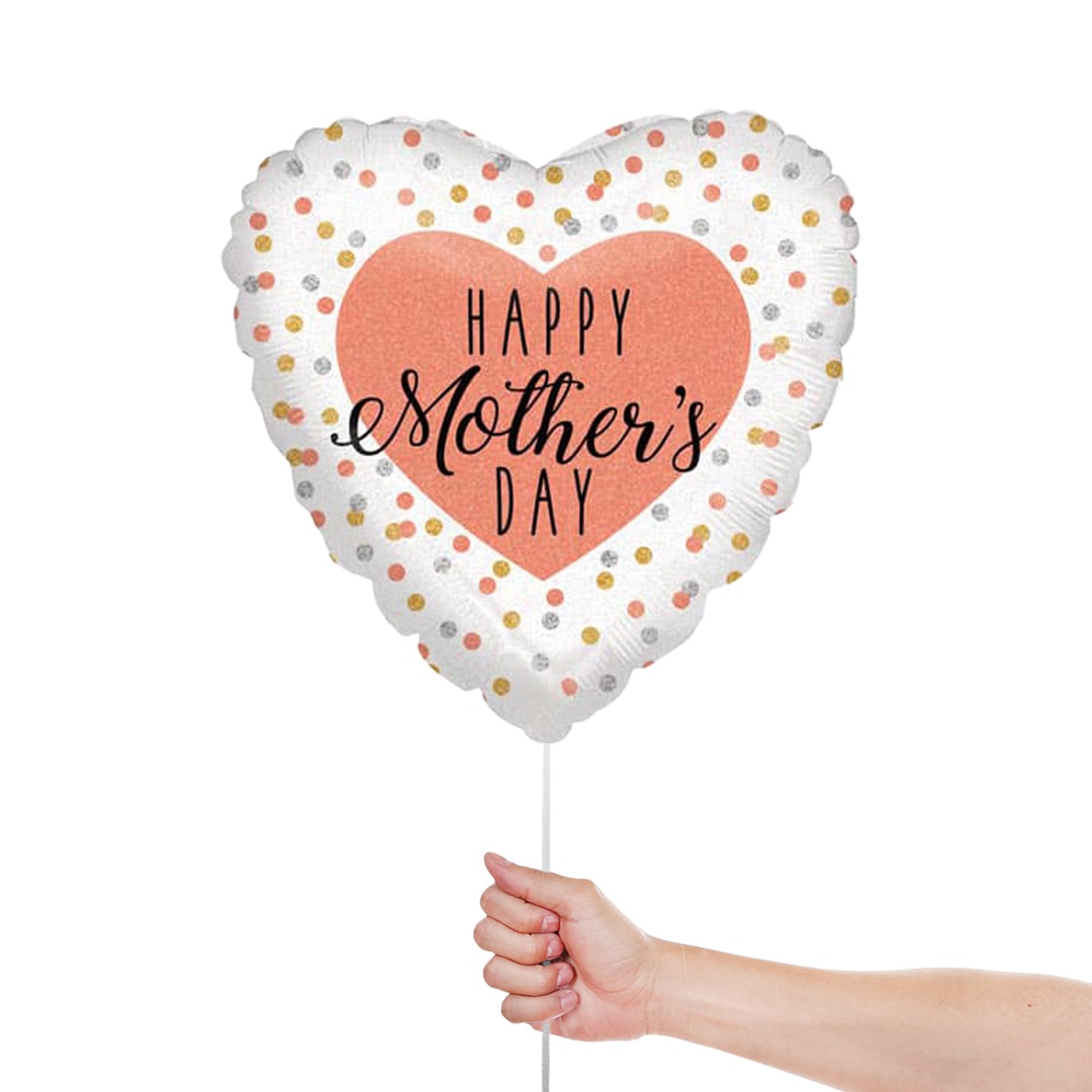 Happy Mother's Day Holographic Rose Gold Heart Shape Foil Helium Balloon 46cm / 18 in Product Gallery Image