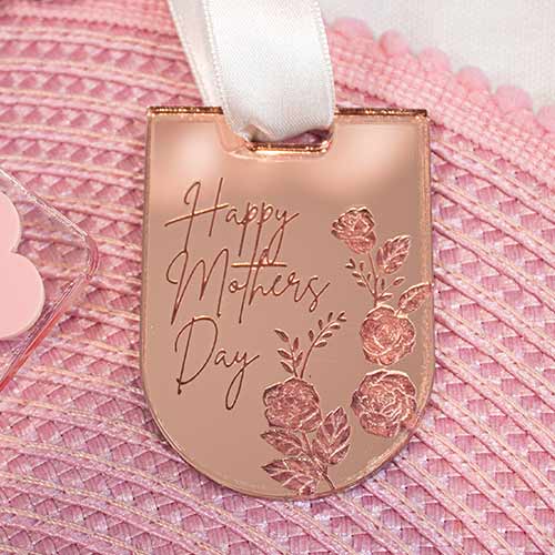 Happy Mother's Day Floral Rose Gold Acrylic Gift Tag Product Gallery Image