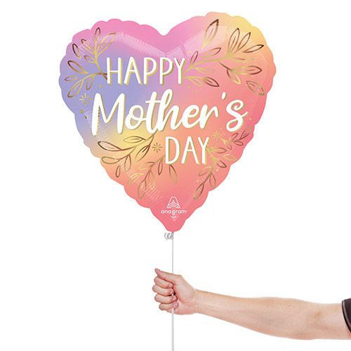 Happy Mother's Day Botanical Foliage Heart Shape Foil Helium Balloon 46cm / 18 in Product Gallery Image