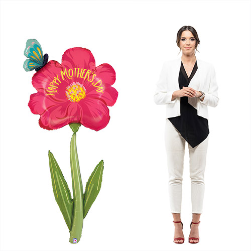 Happy Mother's Day Flower and Butterfly Helium Foil Jumbo Balloon 1.6m / 5.3 ft Product Gallery Image