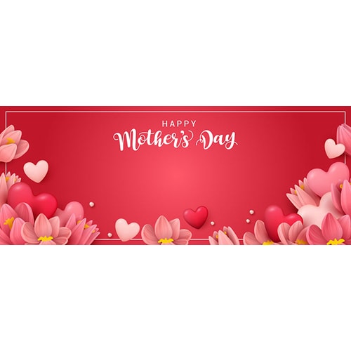 Happy Mother's Day Hearts Design Medium Personalised Banner – 6ft x 2.25ft