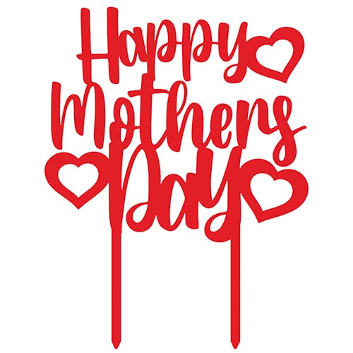 Happy Mother's Day Hearts Acrylic Cake Topper Product Gallery Image