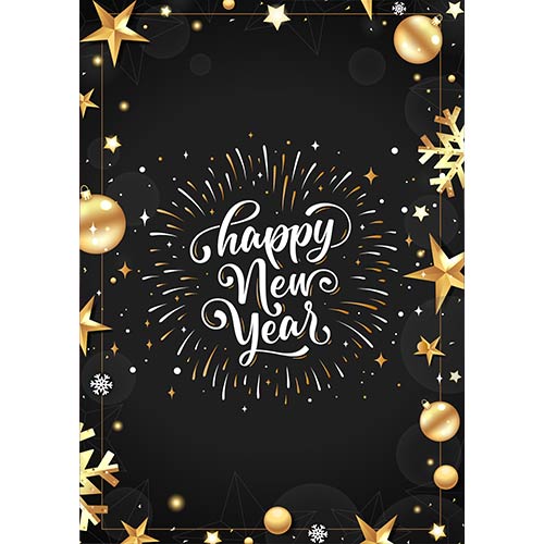 Happy New Year Black Poster PVC Party Sign Decoration Product Gallery Image