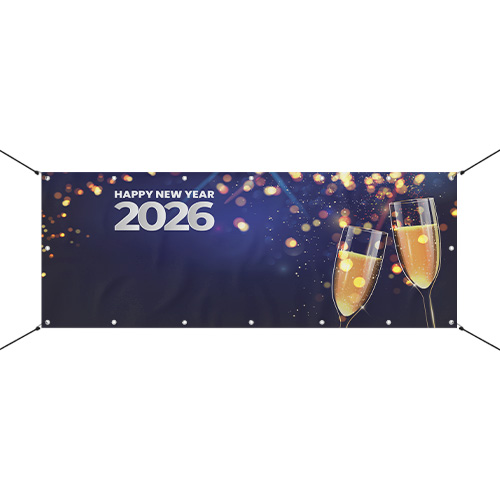 Happy New Year Champagne 2026 Design Small Personalised Banner 4ft x 2ft