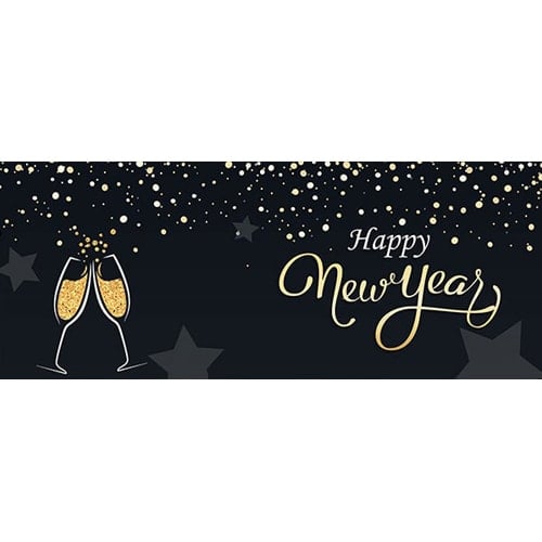 Happy New Year Champagne Design Small Personalised Banner – 4ft x 2ft