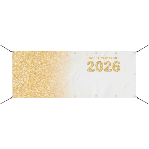 Happy New Year Gold Glitter 2026 Design Small Personalised Banner 4ft x 2ft