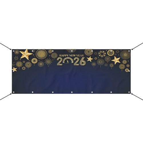 Happy New Year Navy 2026 Design Small Personalised Banner 4ft x 2ft