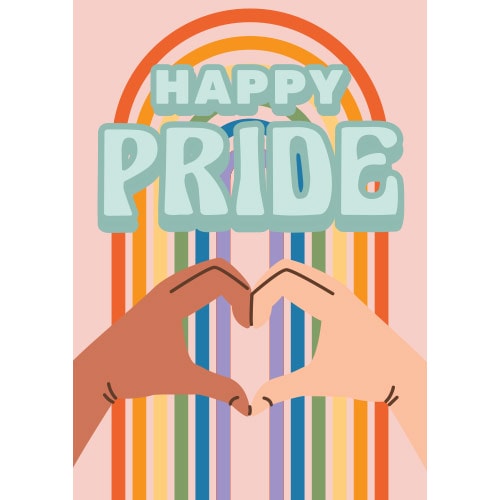 Happy Pride LGBT+ Flag Rainbow Heart Hands Design Poster PVC Party Sign Decoration Product Gallery Image