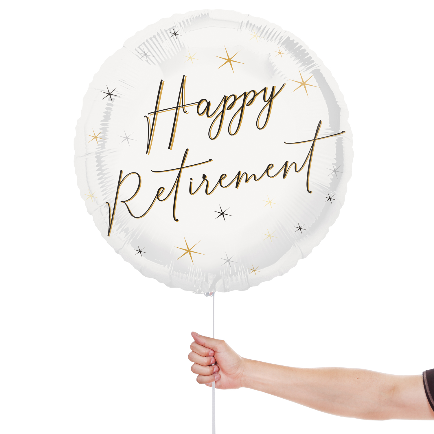 Happy Retirement Black & Gold on White Round Foil Balloon 46cm / 18 in Product Gallery Image