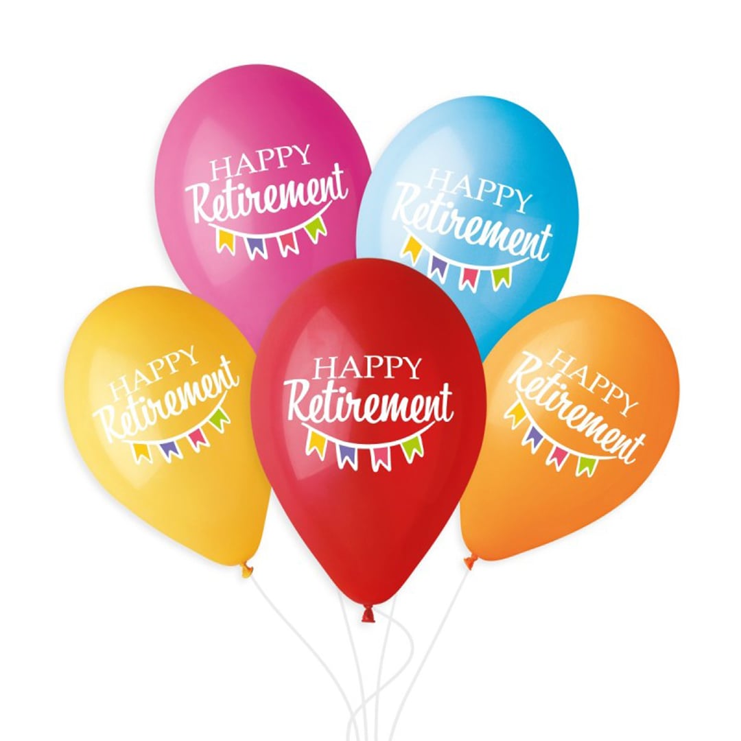 Happy Retirement Latex Balloons 33cm / 13 in - Pack of 6