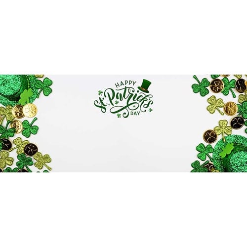 Happy St.Patricks Day Leaves & Coins Design Medium Personalised Banner – 6ft x 2.25ft