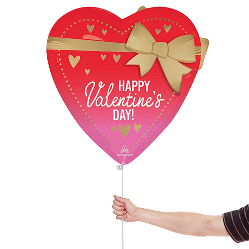 Happy Valentine's Day Better with Bows Heart Shape Foil Helium Giant Balloon 71cm / 28 in Product Gallery Image