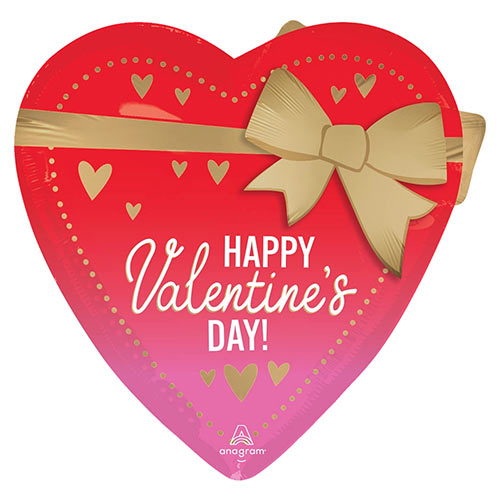 Happy Valentine's Day Better with Bows Heart Shape Foil Helium Giant Balloon 71cm / 28 in Product Gallery Image