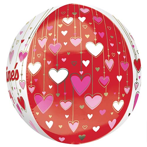Happy Valentine's Day Dangling Hearts Orbz Foil Helium Balloon 38cm / 15 in Product Gallery Image