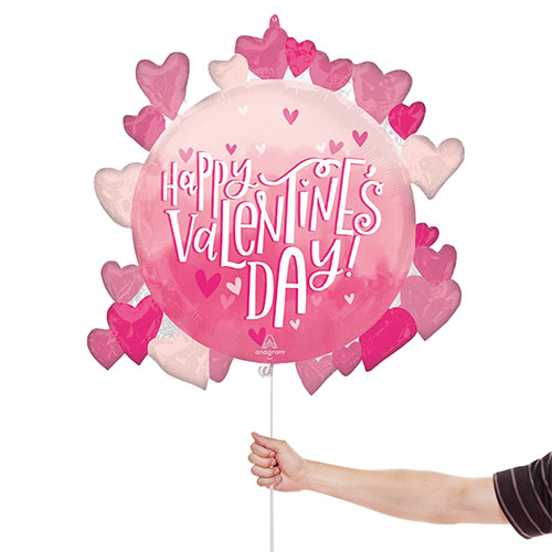 Happy Valentine's Day Pearl Shine Helium Foil Shaped Balloon 66cm / 26 in Product Gallery Image