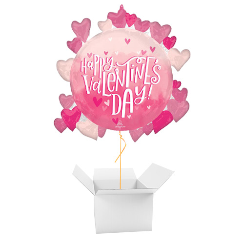 Happy Valentine's Day Pearl Shine Giant Helium Foil Balloon - Inflated Balloon in a Box Product Gallery Image