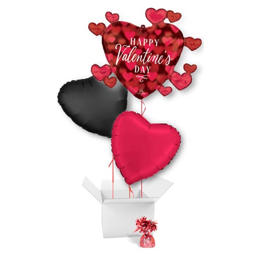 Happy Valentine's Day Romantic Glow Foil Helium Giant Balloon Bouquet - 3 Inflated Balloons In A Box Product Gallery Image