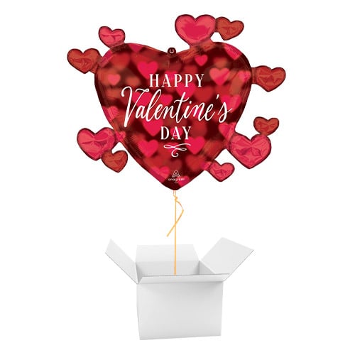 Happy Valentine's Day Romantic Glow Giant Helium Foil Balloon - Inflated Balloon in a Box Product Gallery Image
