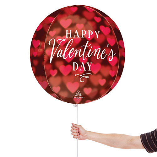 Happy Valentine's Day Romantic Glow Hearts Orbz Foil Helium Balloon 38cm / 15 in Product Gallery Image