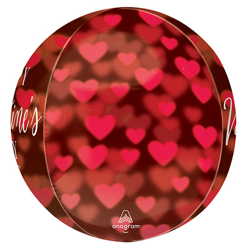 Happy Valentine's Day Romantic Glow Hearts Orbz Foil Helium Balloon 38cm / 15 in Product Gallery Image