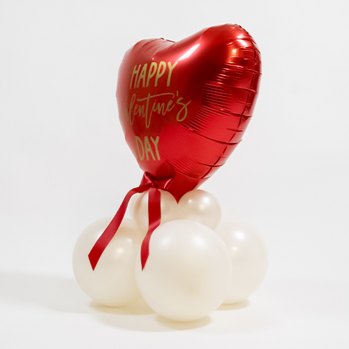 Happy Valentine's Day Ruby Red Heart Shape Tabletop Balloon Display - Inflated Balloon In A Box Product Gallery Image