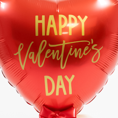Happy Valentine's Day Ruby Red Heart Shape Tabletop Balloon Display - Inflated Balloon In A Box Product Gallery Image