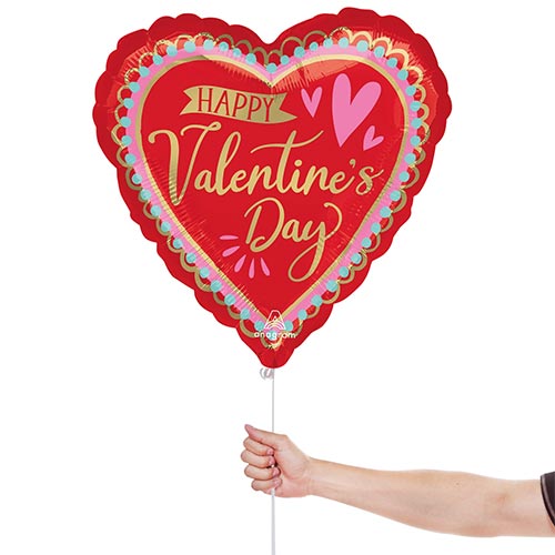 Happy Valentine's Day Vibrant Heart Shape Foil Helium Giant Balloon 71cm / 28 in Product Gallery Image