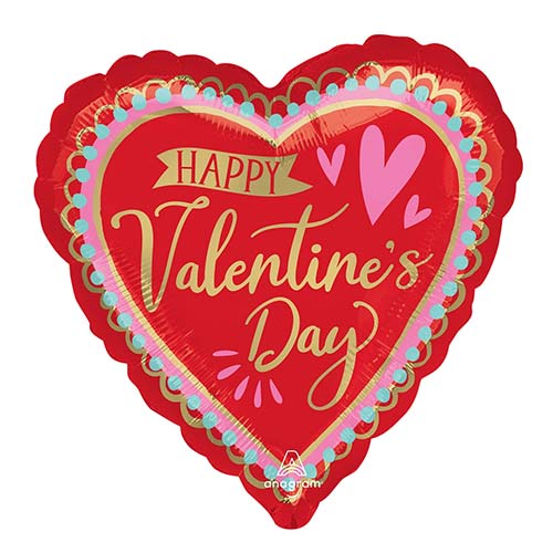 Happy Valentine's Day Vibrant Heart Shape Foil Helium Giant Balloon 71cm / 28 in