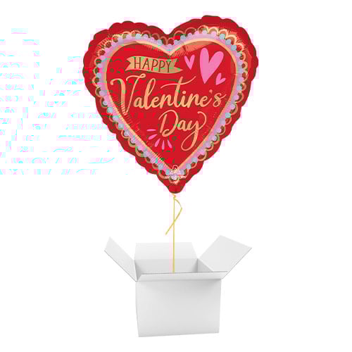 Happy Valentine's Day Vibrant Heart Shape Foil Helium Giant Balloon - Inflated Balloon in a Box Product Gallery Image