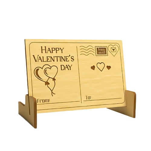 Happy Valentine's Day Wooden Customisable Postcard with Stand Product Gallery Image
