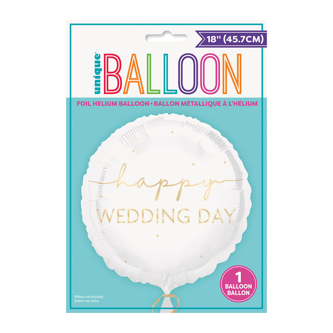 Happy Wedding Day Round Foil Balloon 46cm / 18 in View 3