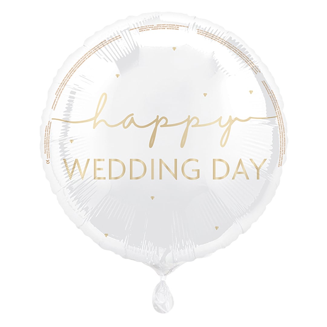 Happy Wedding Day Round Foil Balloon 46cm / 18 in