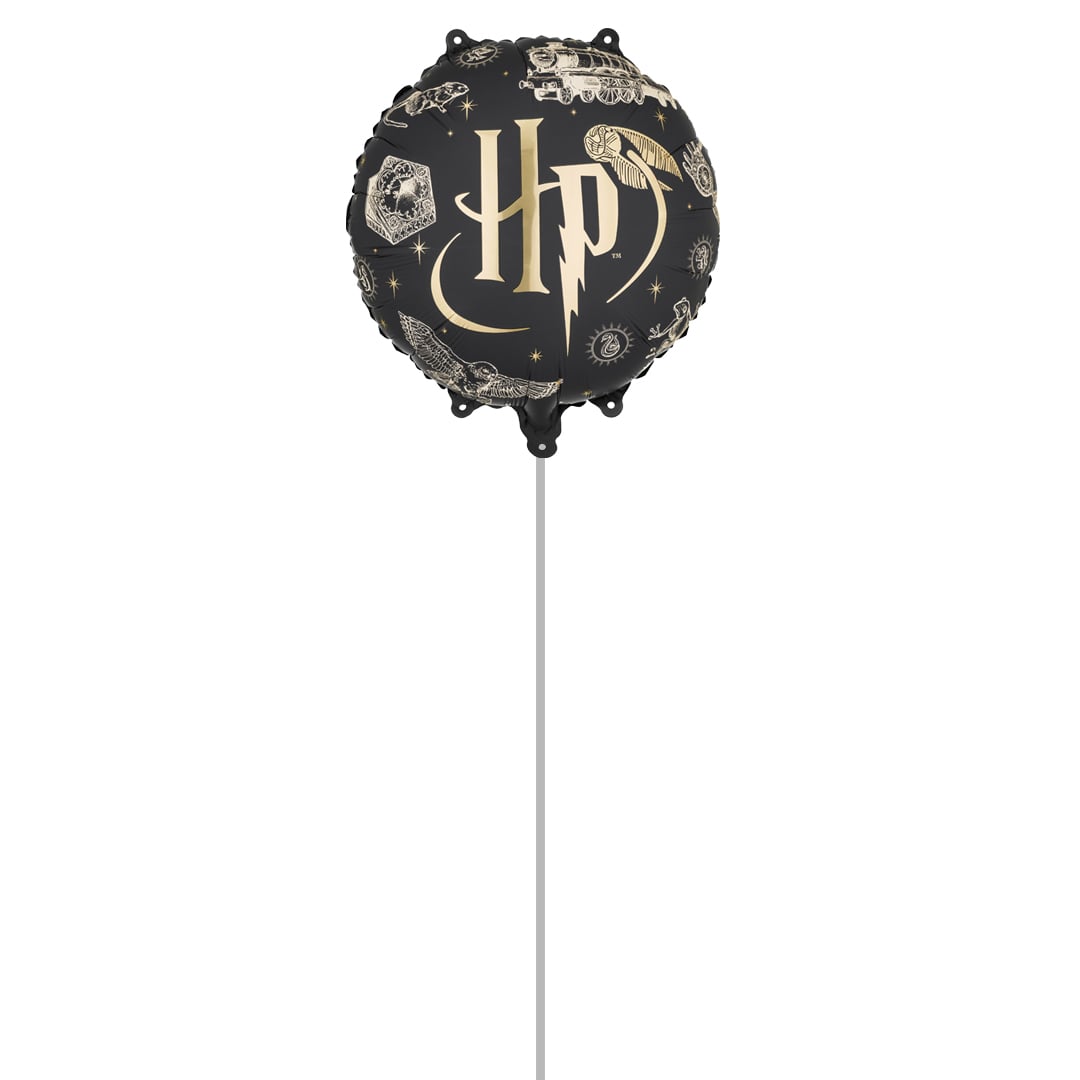 Harry Potter Black & Gold Round Foil Balloon - Inflated Balloon In A Box Product Gallery Image