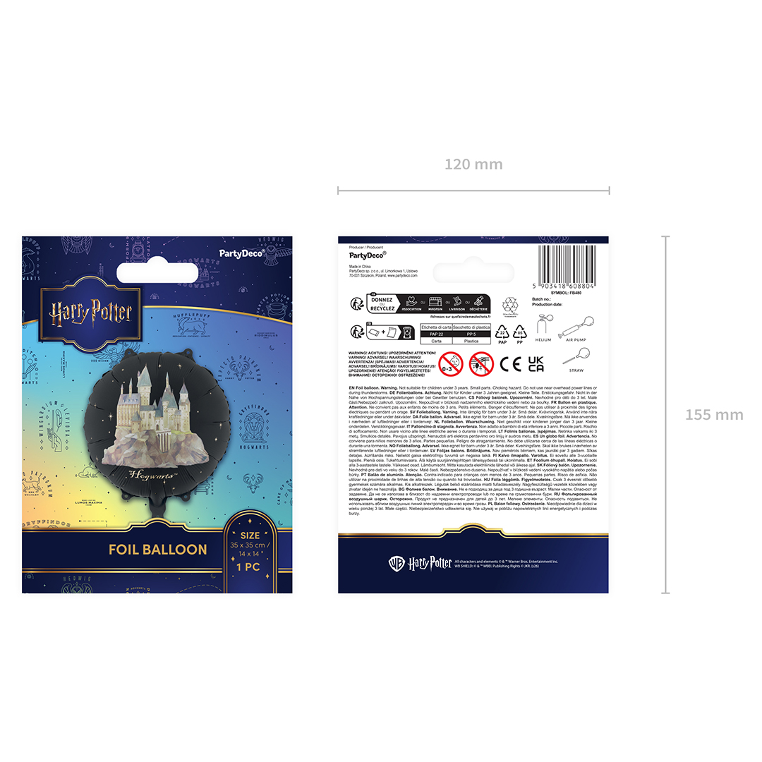 Harry Potter Hogwarts Castle Black Round Foil Balloon 45cm / 18 in View 5