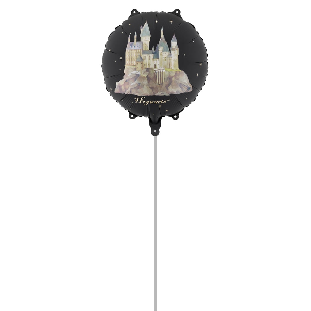 Harry Potter Hogwarts Castle Black Round Foil Balloon - Inflated Balloon In A Box Product Gallery Image
