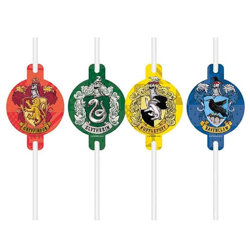 Harry Potter Hogwarts Houses Paper Medallion Drinking Straws - Pack of 4