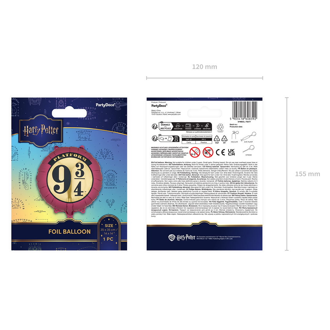 Harry Potter Platform 9 3/4 Burgundy Round Foil Balloon 45cm / 18 in View 5