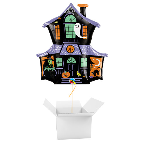 Haunted House Halloween Giant Helium Foil Balloon - Inflated Balloon in a Box