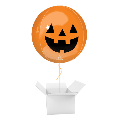 Haunted Manor Orange Pumpkin Halloween Orbz Foil Helium Balloon - Inflated Balloon in a Box