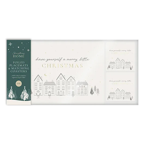 Have Yourself A Merry Little Christmas White Foiled Placemat & Coaster Set - Pack of 4 Product Image