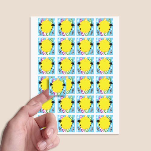 Hawaiian Design 40mm Square Sticker sheet of 24 Product Gallery Image