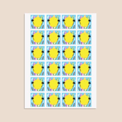 Hawaiian Design 40mm Square Sticker sheet of 24 Product Gallery Image