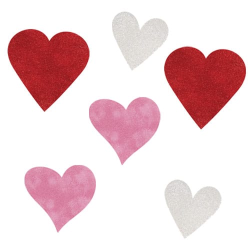 Valentines Assorted Hearts Mini Glitter Cutouts - Pack of 6 Product Image