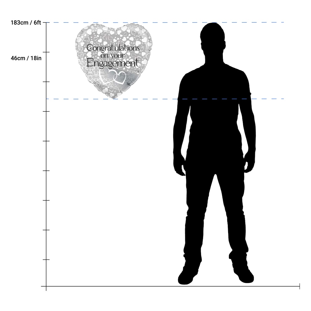 Hearts Engagement Foil Helium Balloon 46cm / 18 in Product Gallery Image