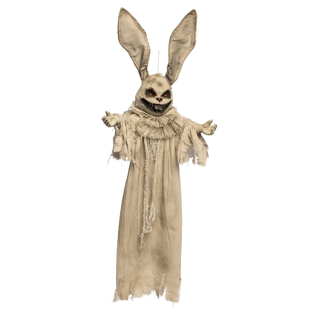 Hell Bunny Rabbit with Light Up Red Eyes Hanging Halloween Prop Decoration 1.1m