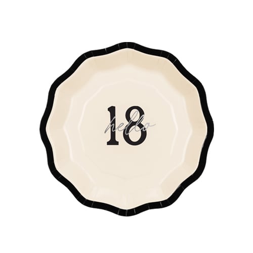 Hello 18 Elegant Milestone Birthday Round Paper Plates 18cm - Pack of 6 Product Gallery Image