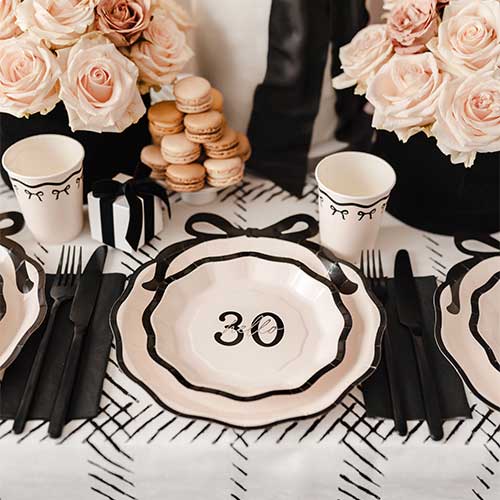 Hello 30 Elegant Milestone Birthday Round Paper Plates 18cm - Pack of 6 Product Gallery Image
