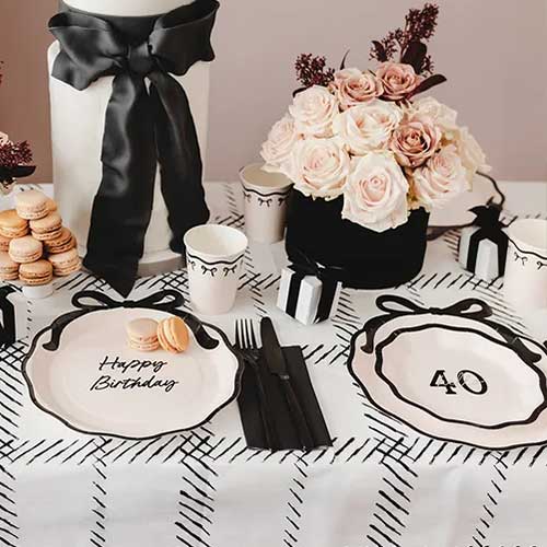 Hello 40 Elegant Milestone Birthday Round Paper Plates 18cm - Pack of 6 Product Gallery Image