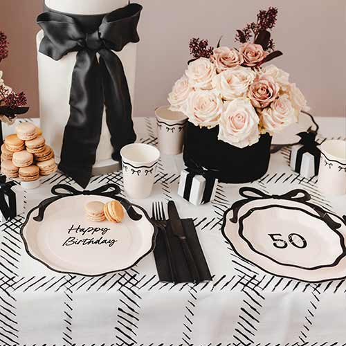 Hello 50 Elegant Milestone Birthday Round Paper Plates 18cm - Pack of 6 Product Gallery Image