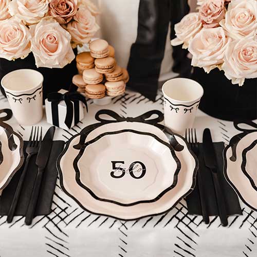Hello 50 Elegant Milestone Birthday Round Paper Plates 18cm - Pack of 6 Product Gallery Image